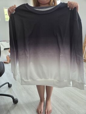 Ombre Black-to-White Crewneck Sweatshirt